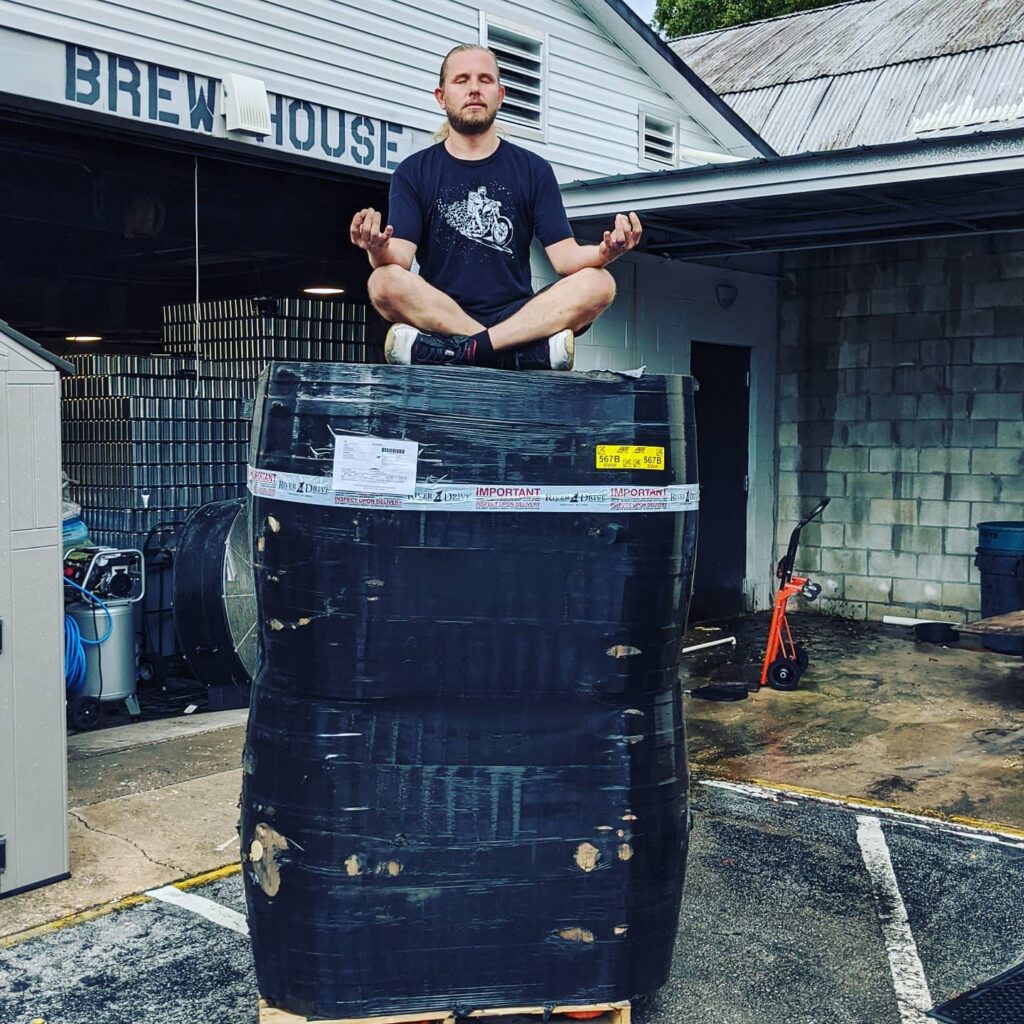 Our brewer Charles is in his happy place, we just accepted a fresh shipment of Blant…
