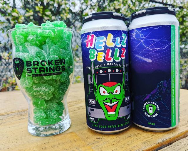 🚨10 Minutes🚨 Hellz Bellz Lime Sour Gummy Ale 4-pack 16oz cans $18 Taproom opens